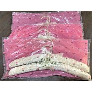 NOS Vintage Satin Luxury Hangers (Set of 6) Ivory Padded Clothes NIP Sealed Avon